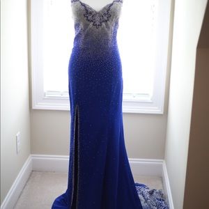 Royal blue beaded pageant dress